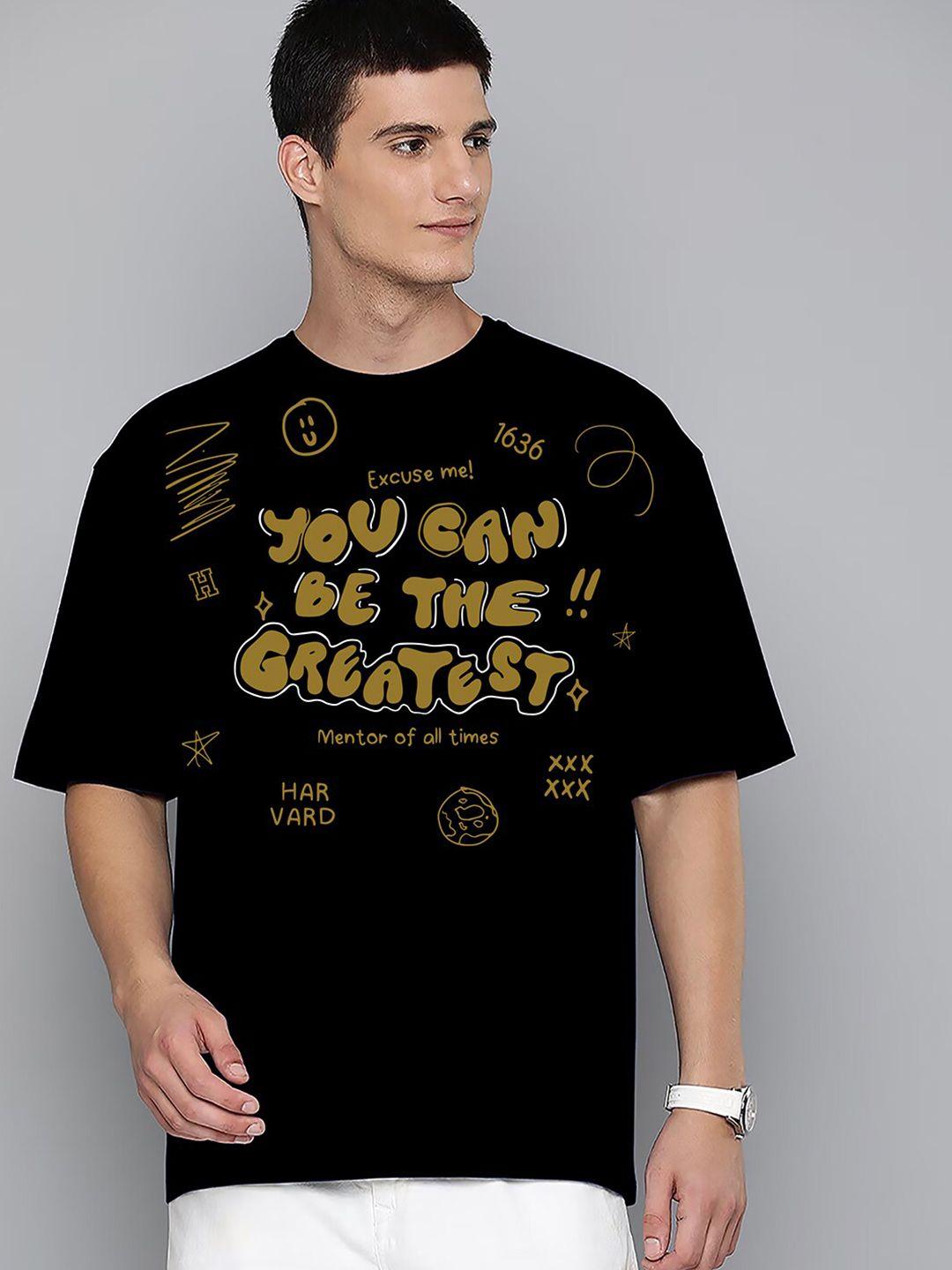 harvard black typography printed drop-shoulder sleeves cotton oversized t-shirt