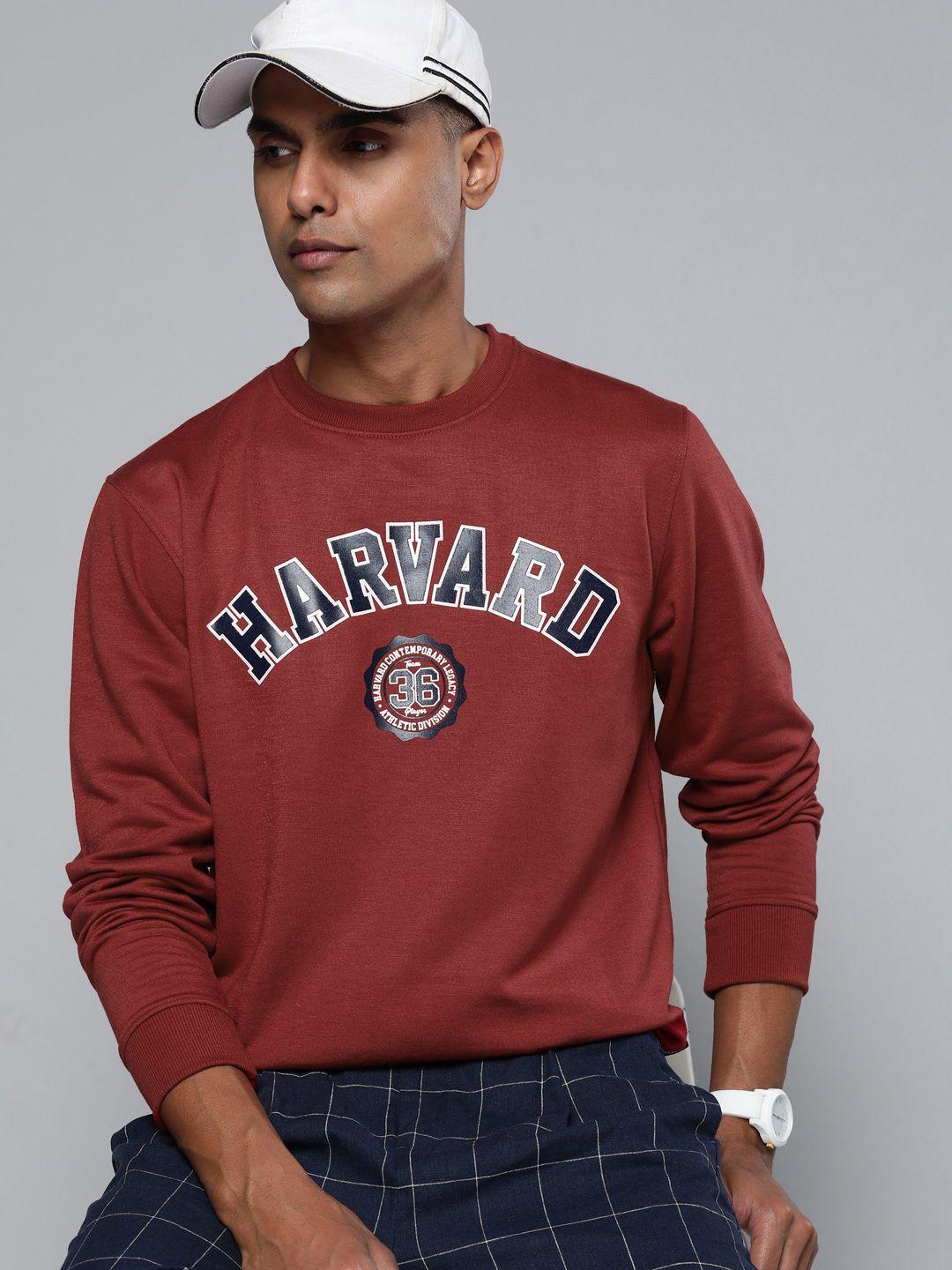 harvard men maroon brand logo printed sweatshirt