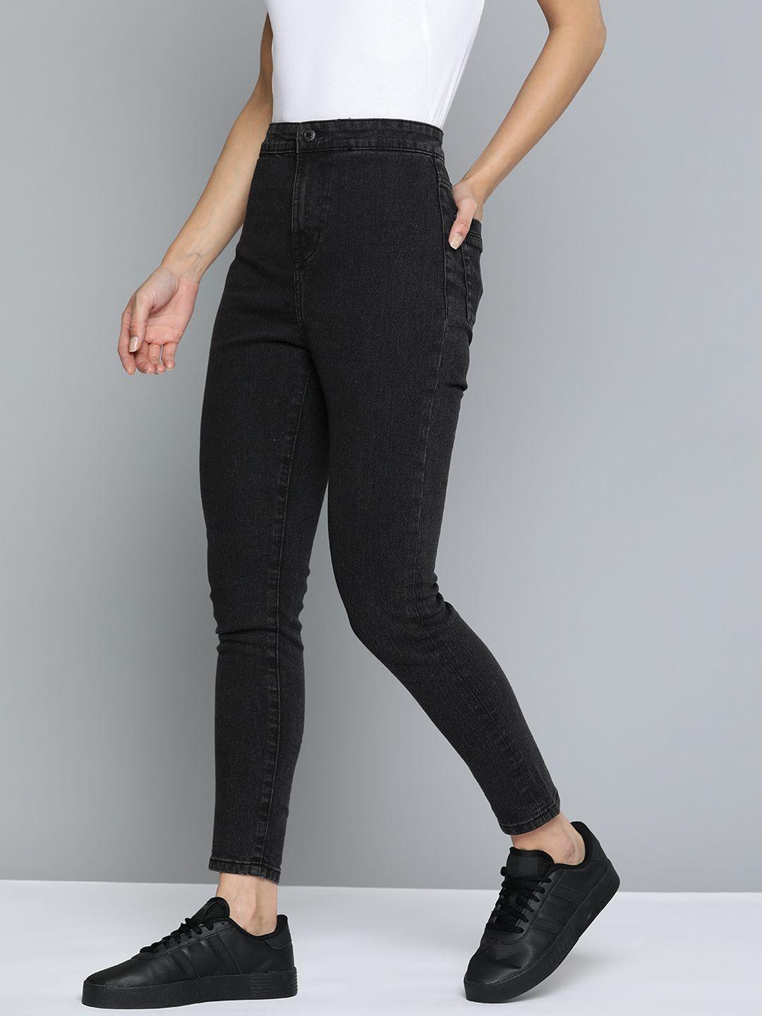 harvard women black super skinny fit high-rise stretchable jeans
