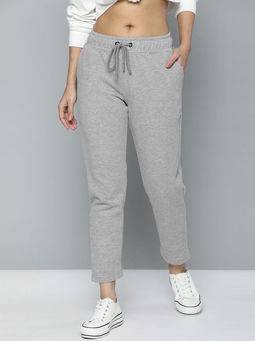 harvard women grey melange solid cropped track pants