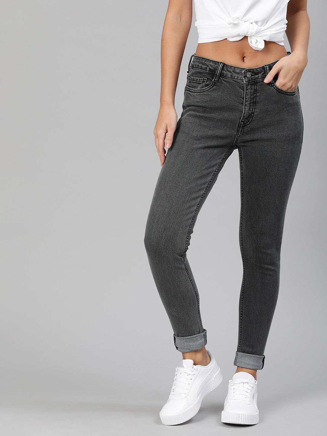 harvard women grey skinny fit mid-rise clean look stretchable jeans