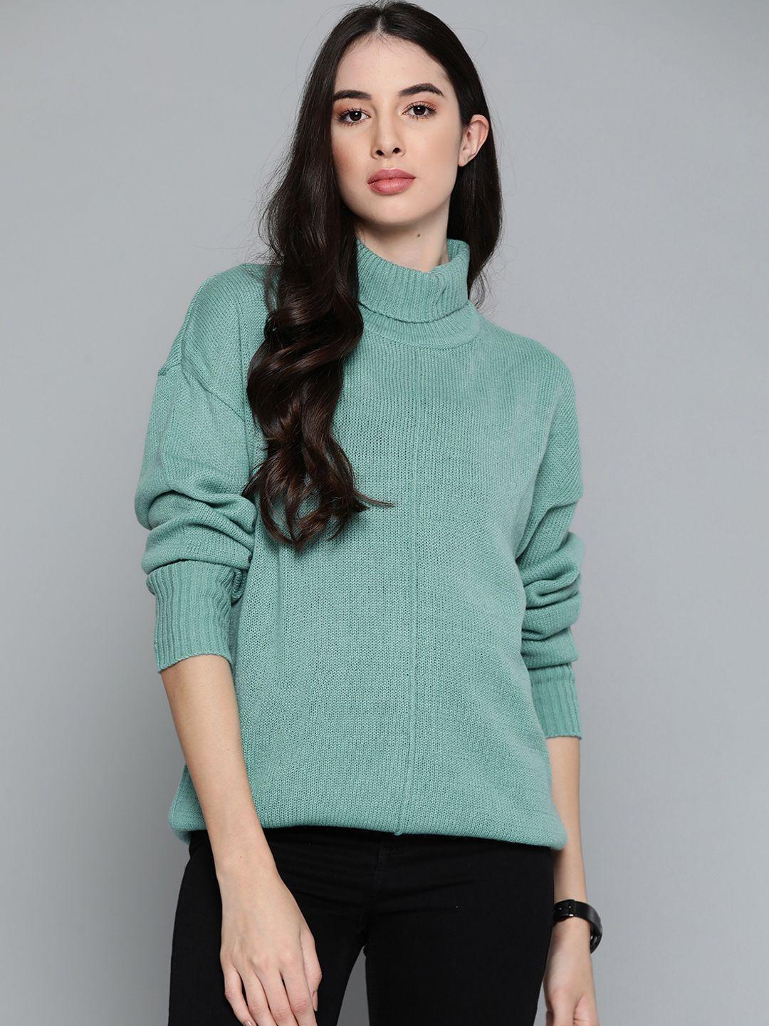 harvard women sea green solid pullover