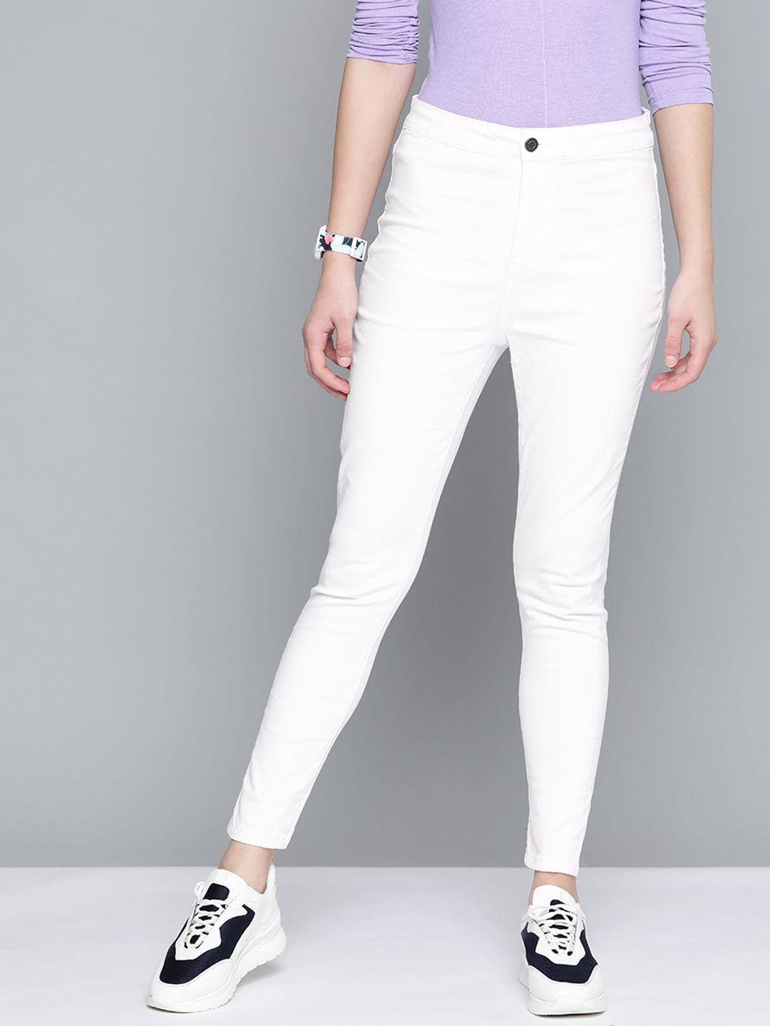 harvard women white super skinny fit high-rise stretchable jeans