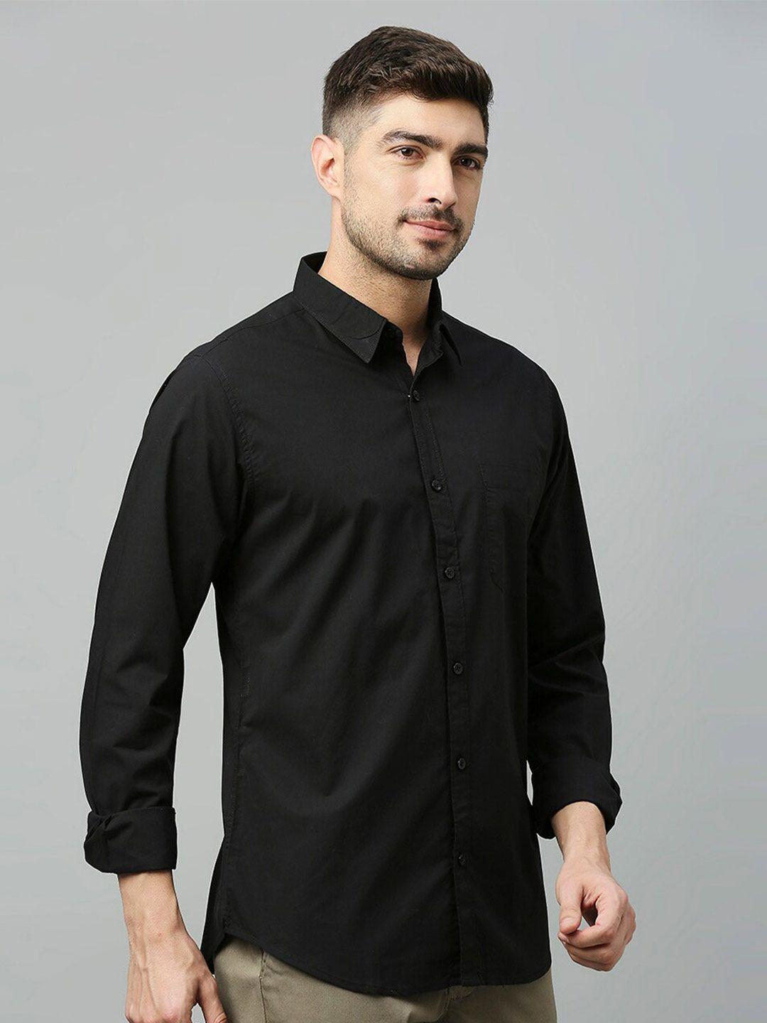 harvard black classic slim fit casual pure cotton shirt