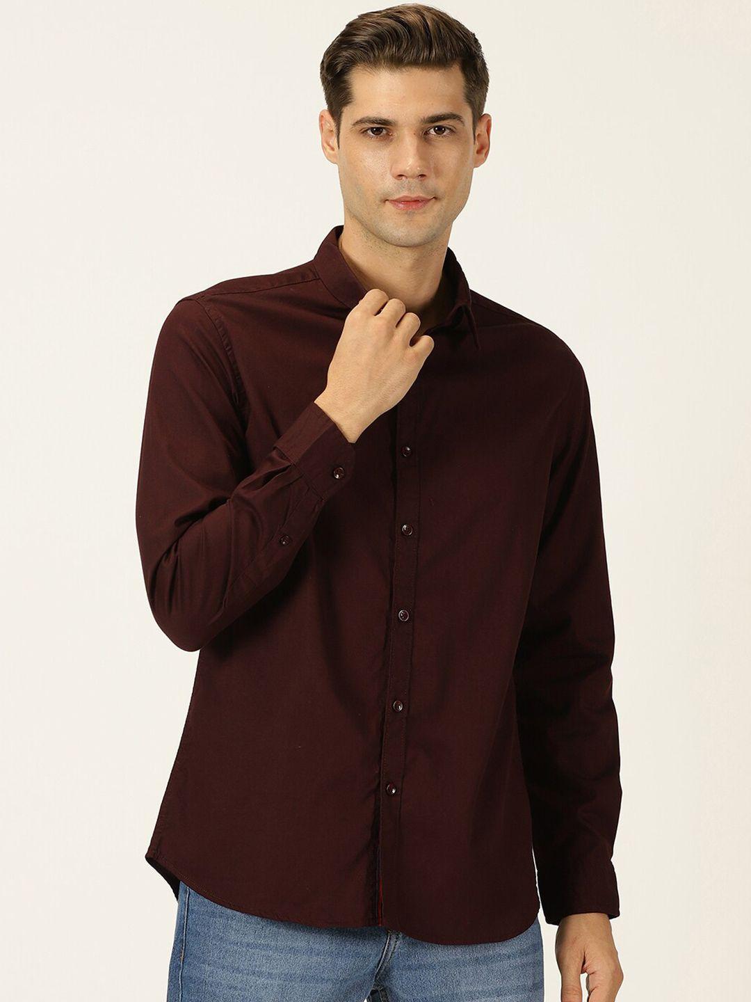 harvard classic slim fit spread collar long sleeves opaque cotton casual shirt