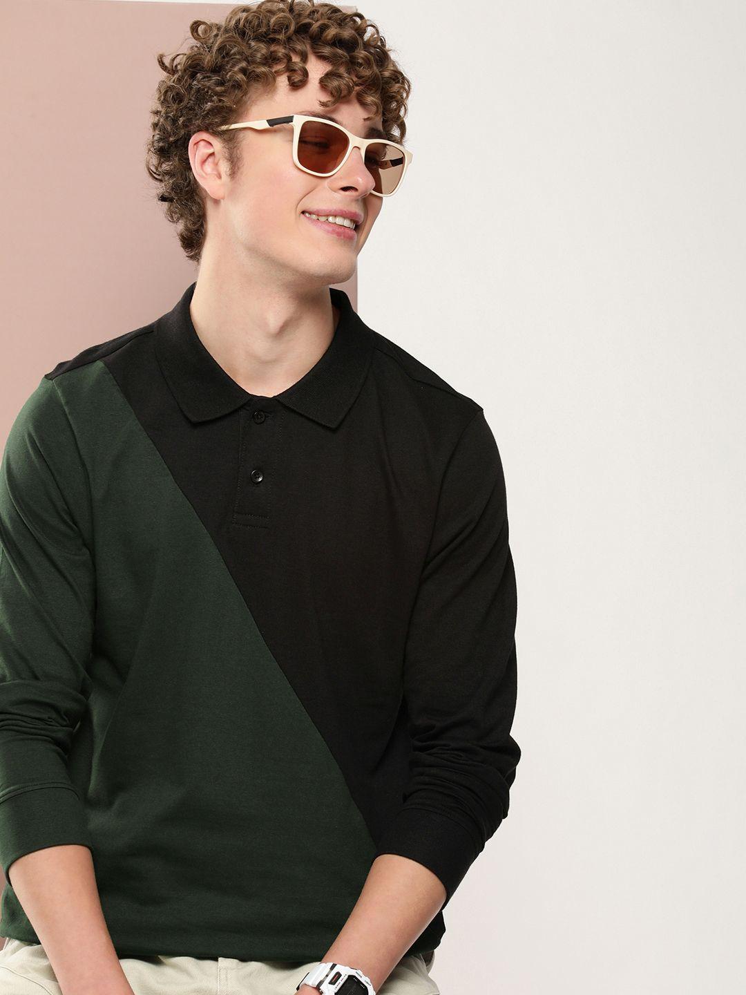 harvard colourblocked polo collar pure cotton t-shirt