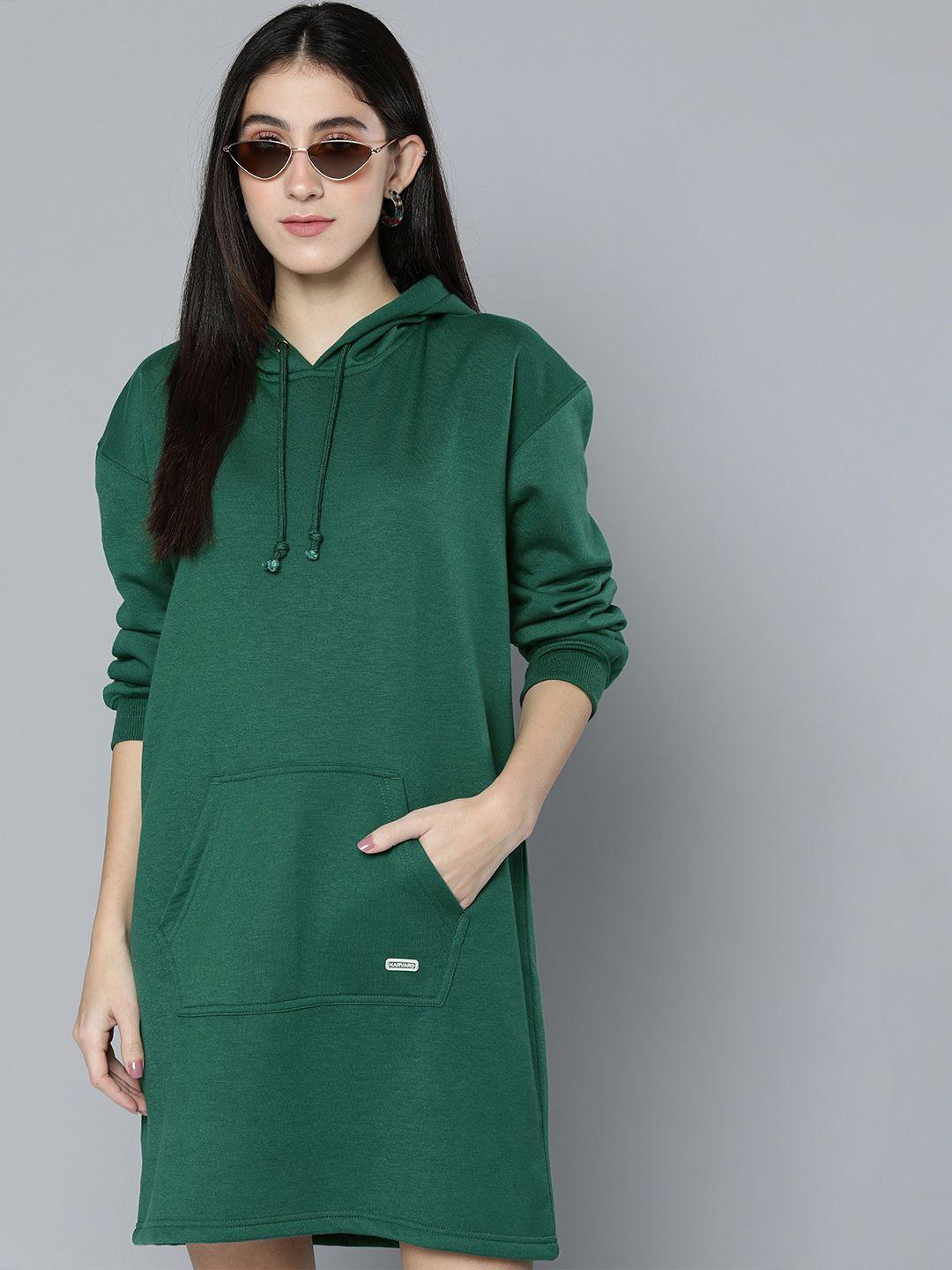 harvard green solid sweatshirt dress