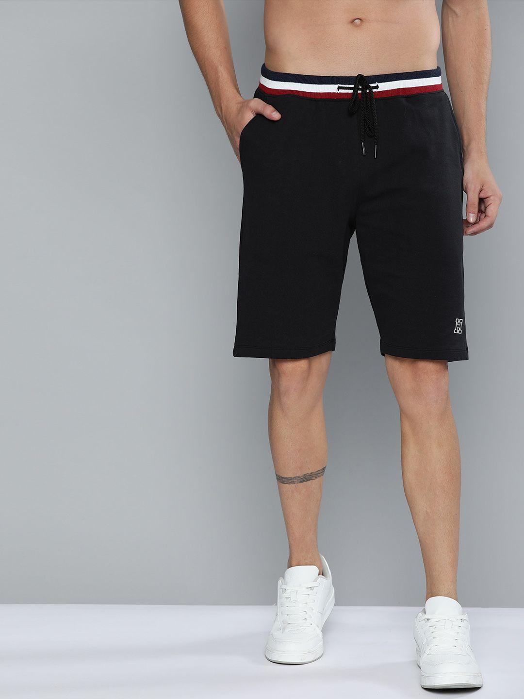harvard men black solid regular fit regular shorts