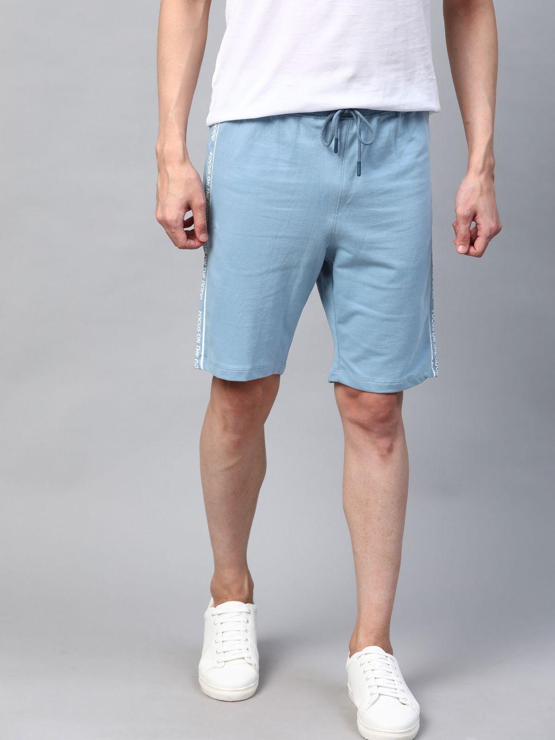 harvard men blue pure cotton mid-rise regular shorts
