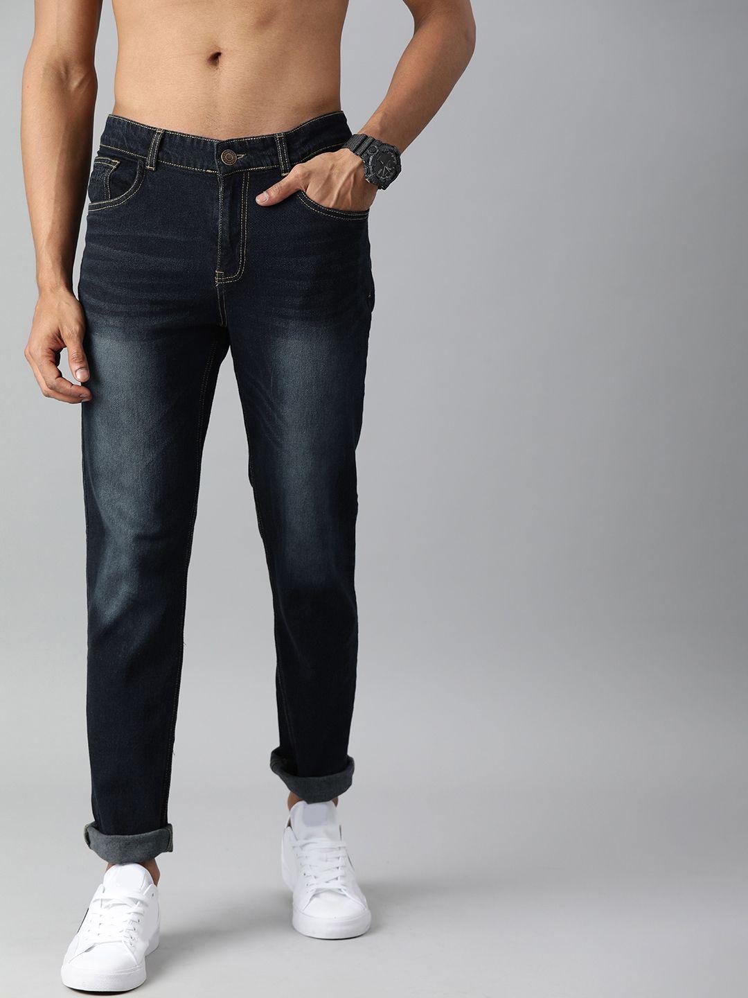 harvard men blue slim fit light fade stretchable jeans