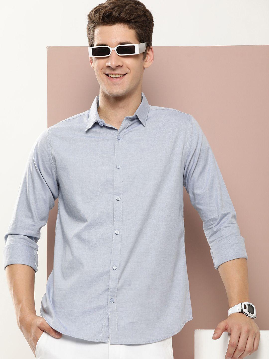 harvard men classic slim fit self design casual shirt