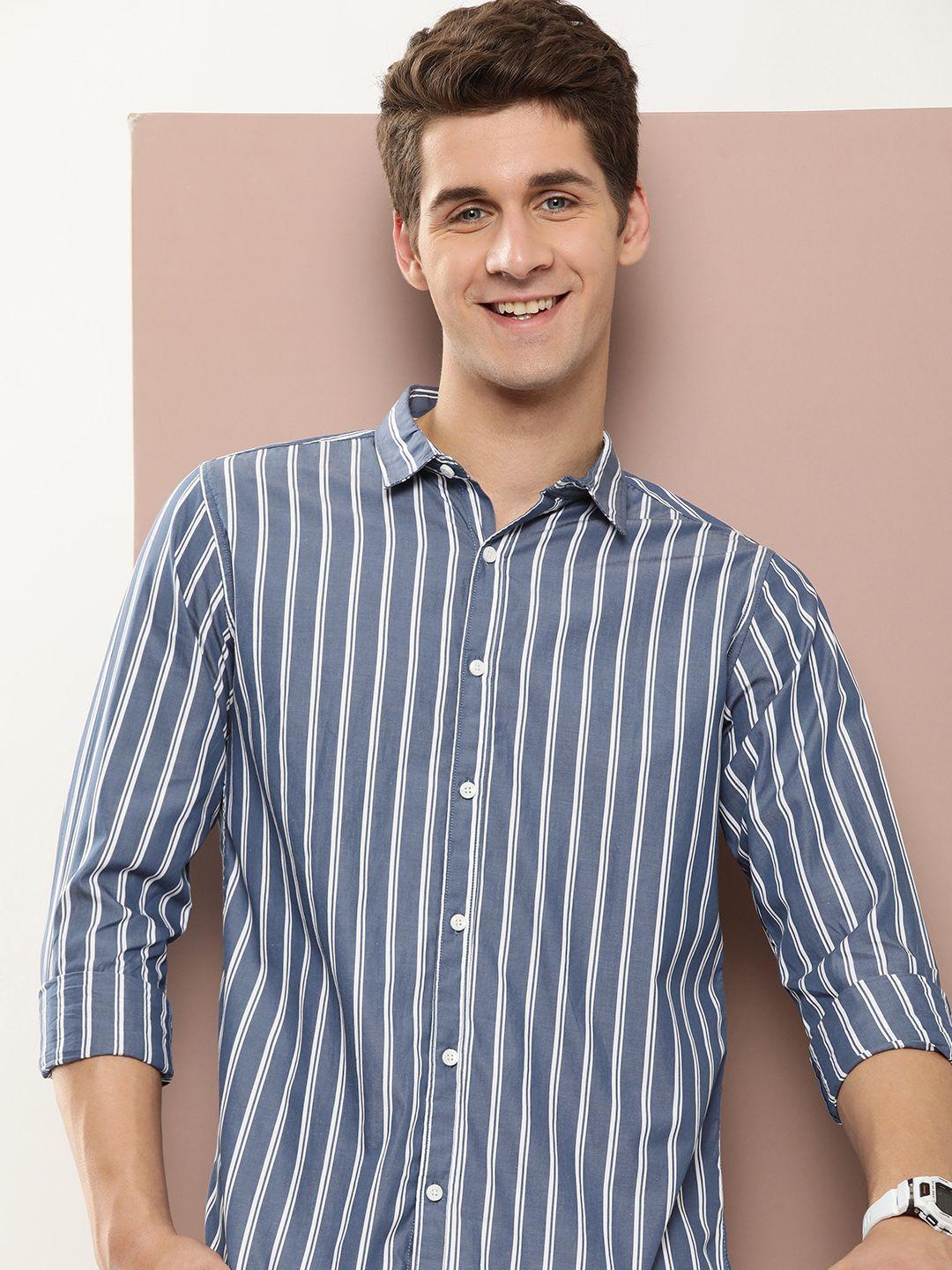 harvard men classic slim fit striped casual shirt