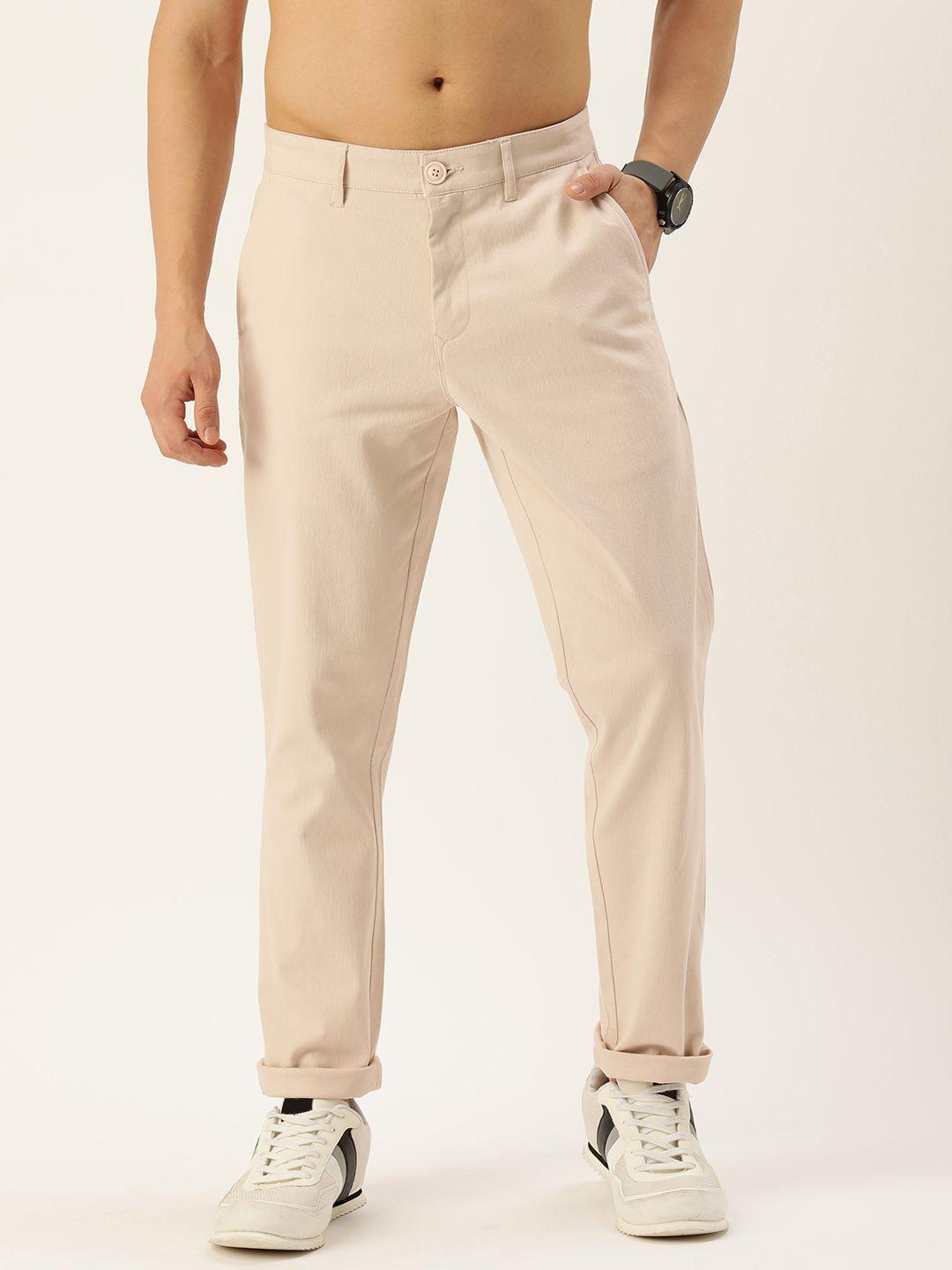 harvard men classic solid mid-rise slim fit chinos