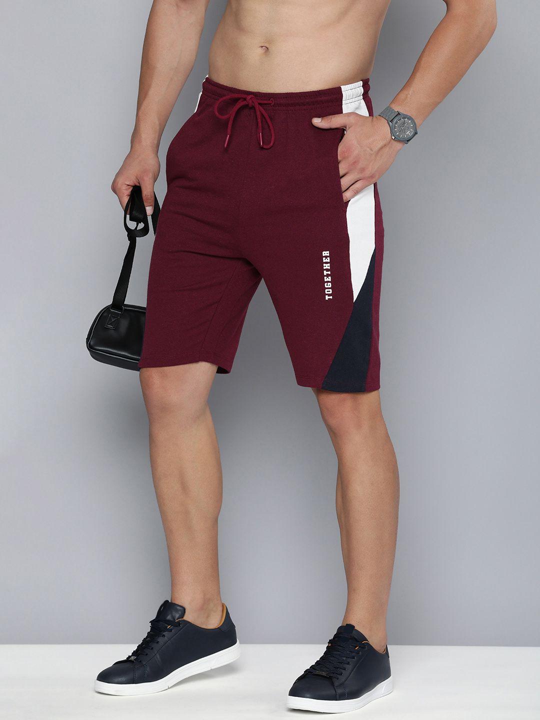 harvard men colourblocked regular fit mid-rise shorts