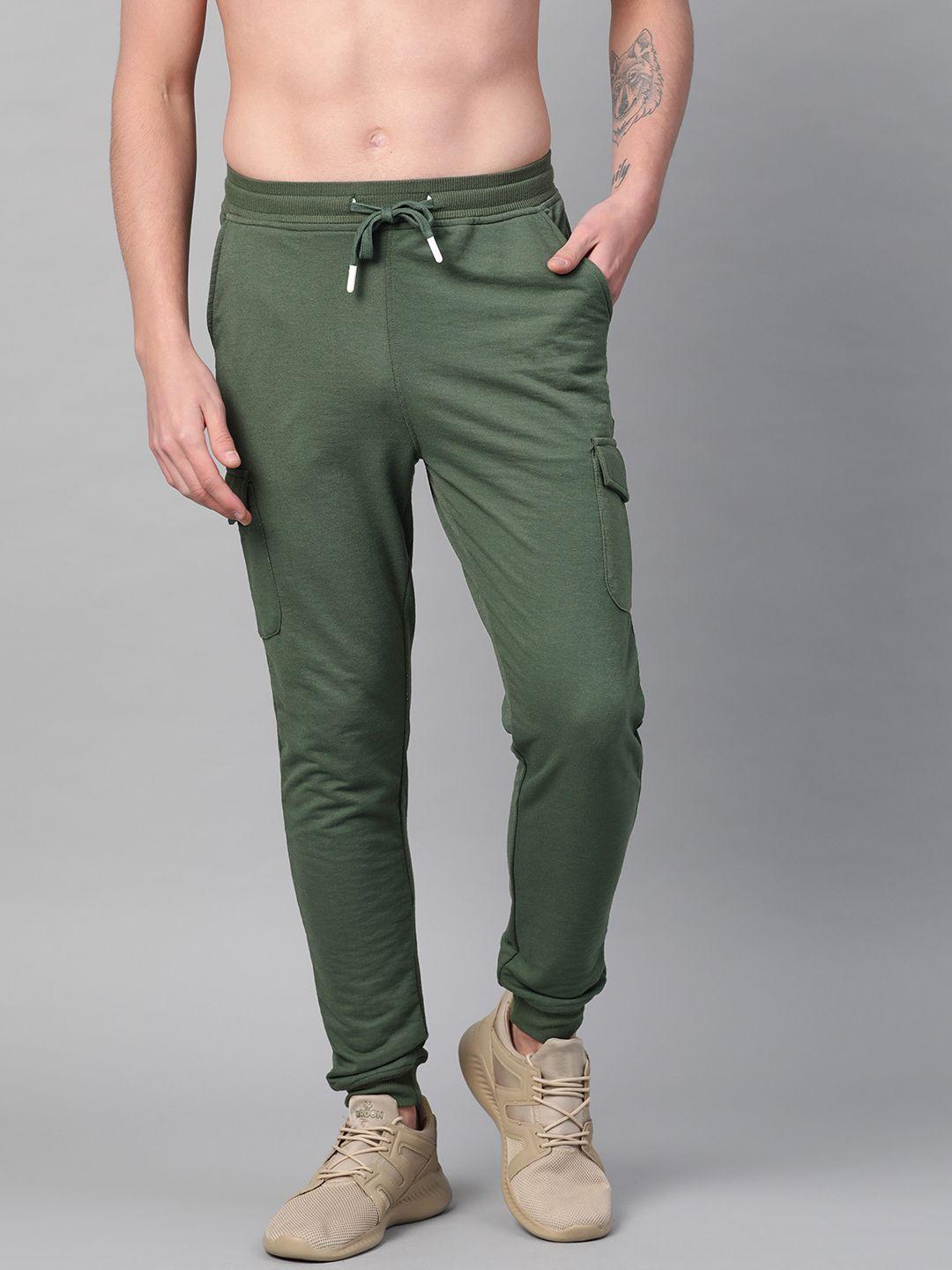 harvard men green solid joggers