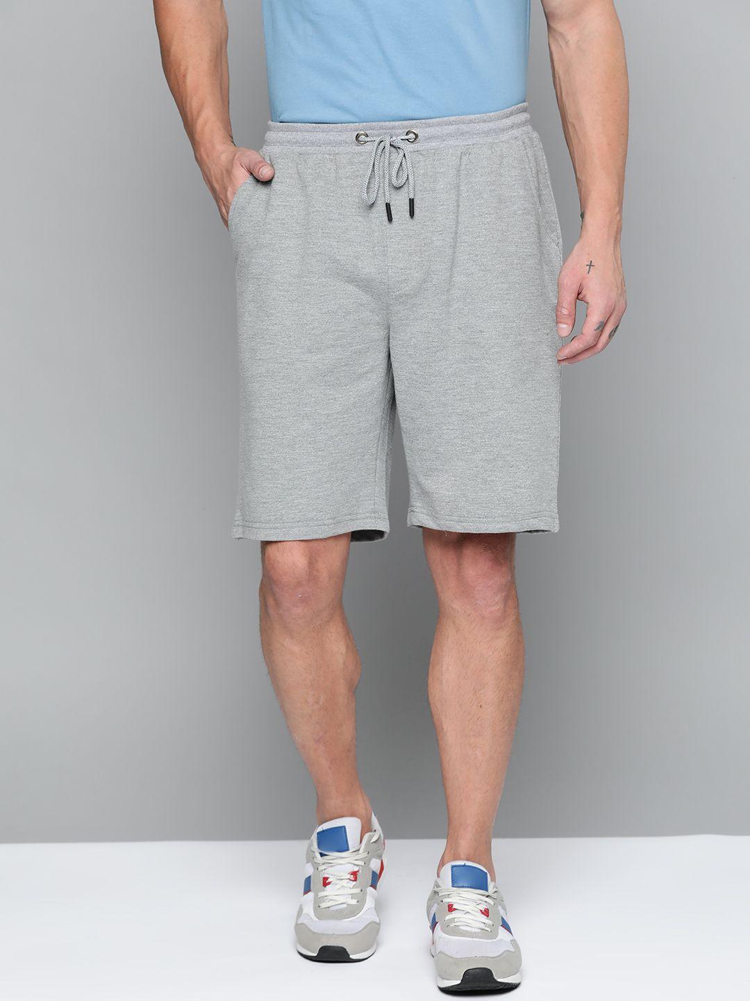 harvard men grey melange solid regular fit shorts