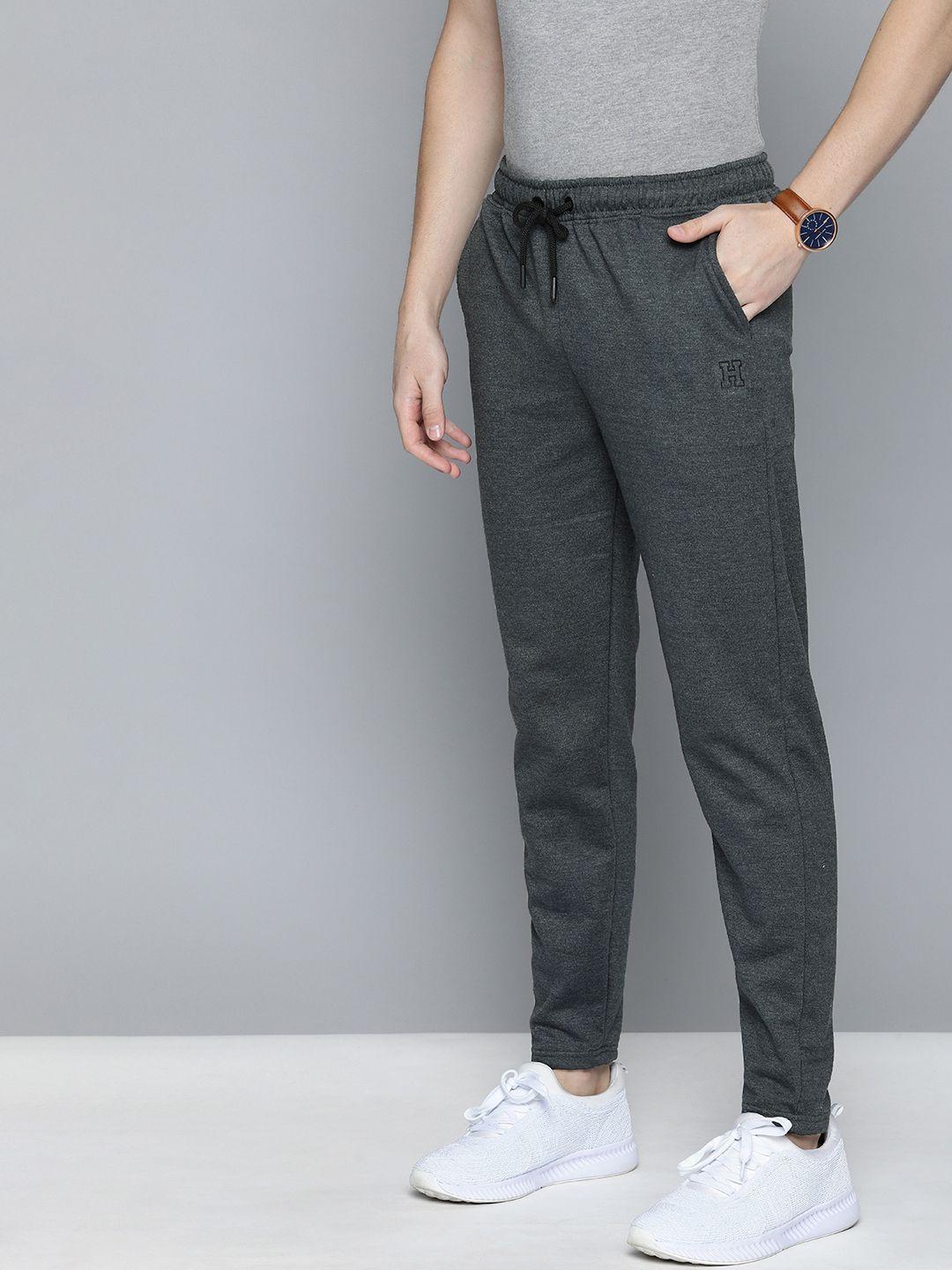 harvard men grey melange solid tapered style track pants