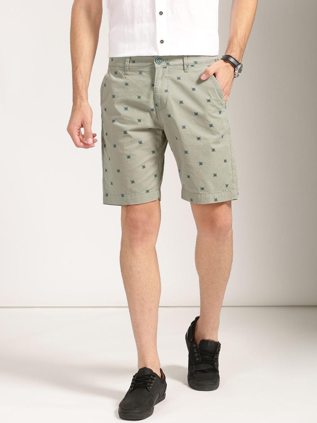 harvard men grey printed regular fit chino shorts