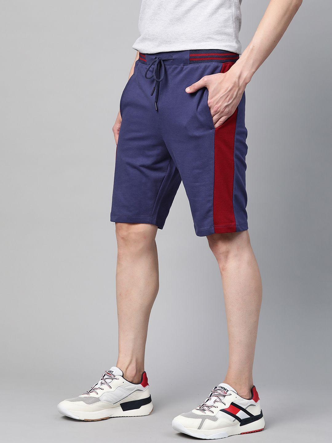 harvard men navy blue mid-rise regular shorts