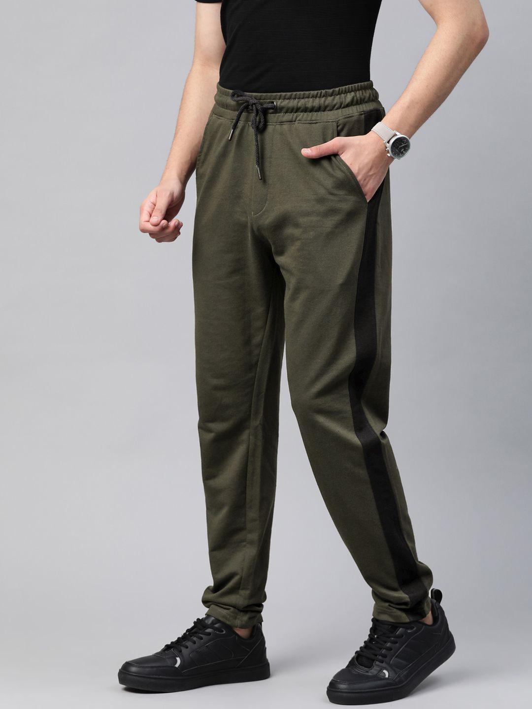 harvard men olive green solid track pants