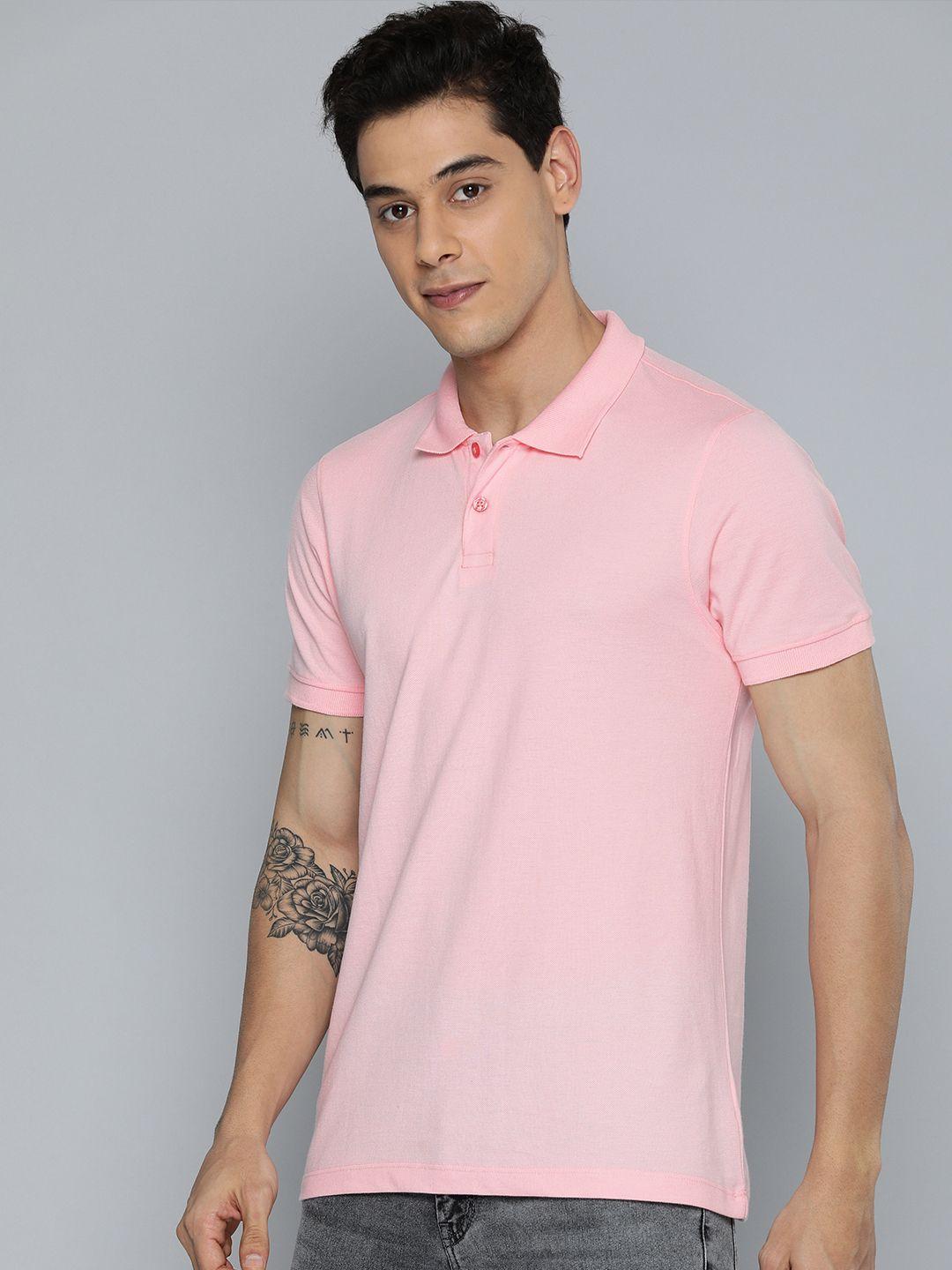 harvard men pink polo collar t-shirt