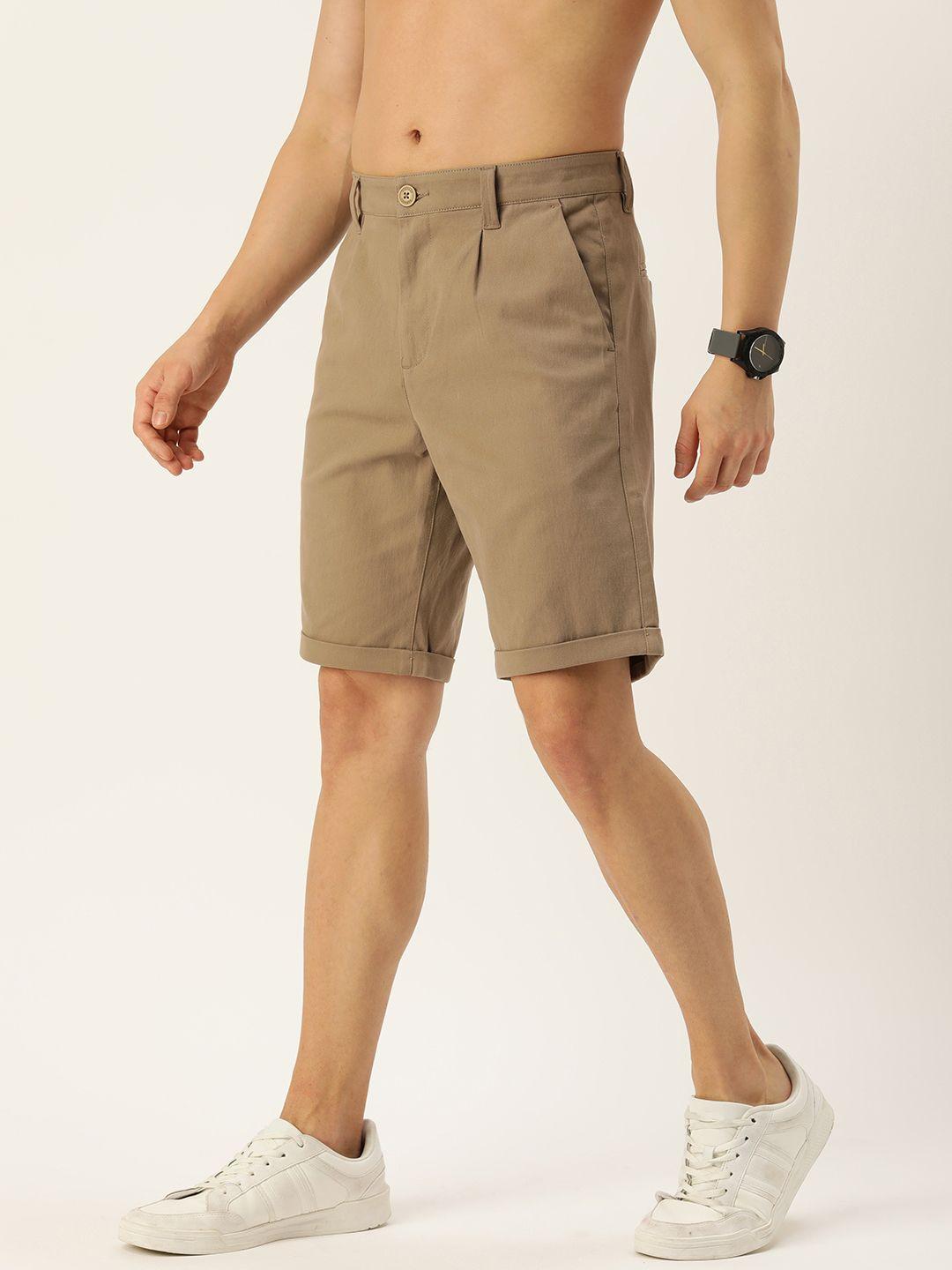 harvard men solid mid-rise slim fit regular shorts