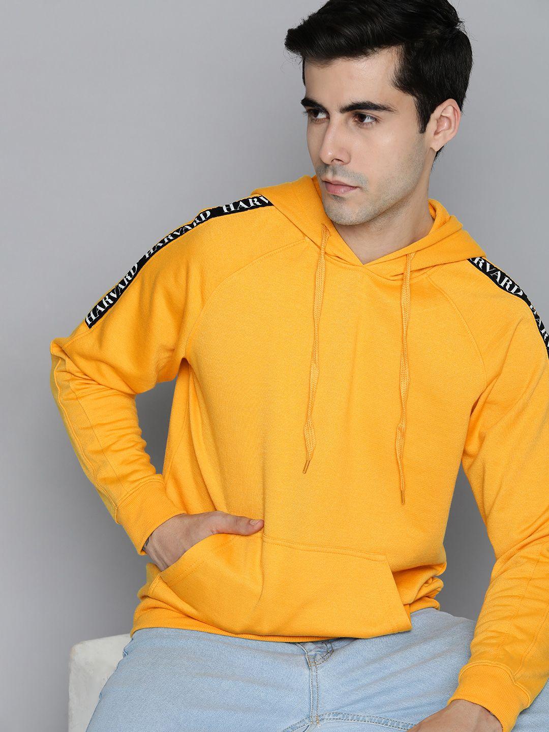 harvard men yellow hooded sweatshirt