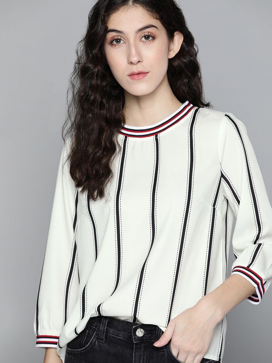 harvard off white & black striped top
