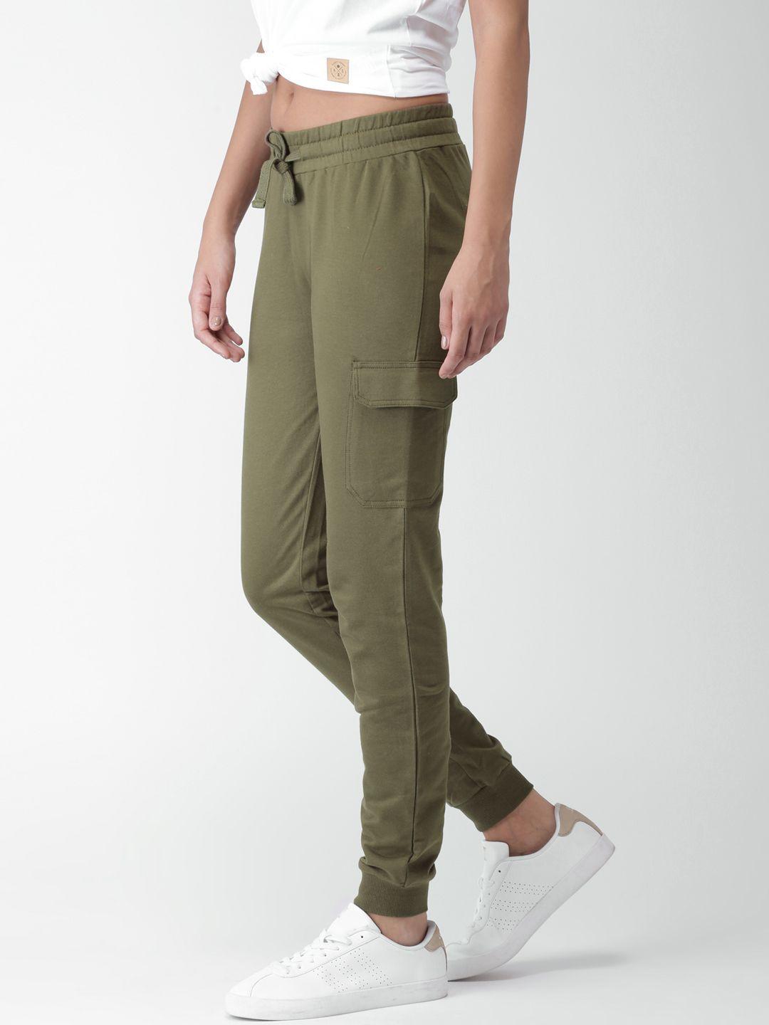 harvard olive green solid joggers