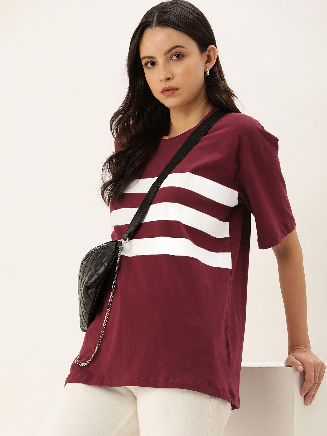 harvard striped drop-shoulder sleeves pure cotton oversized t-shirt