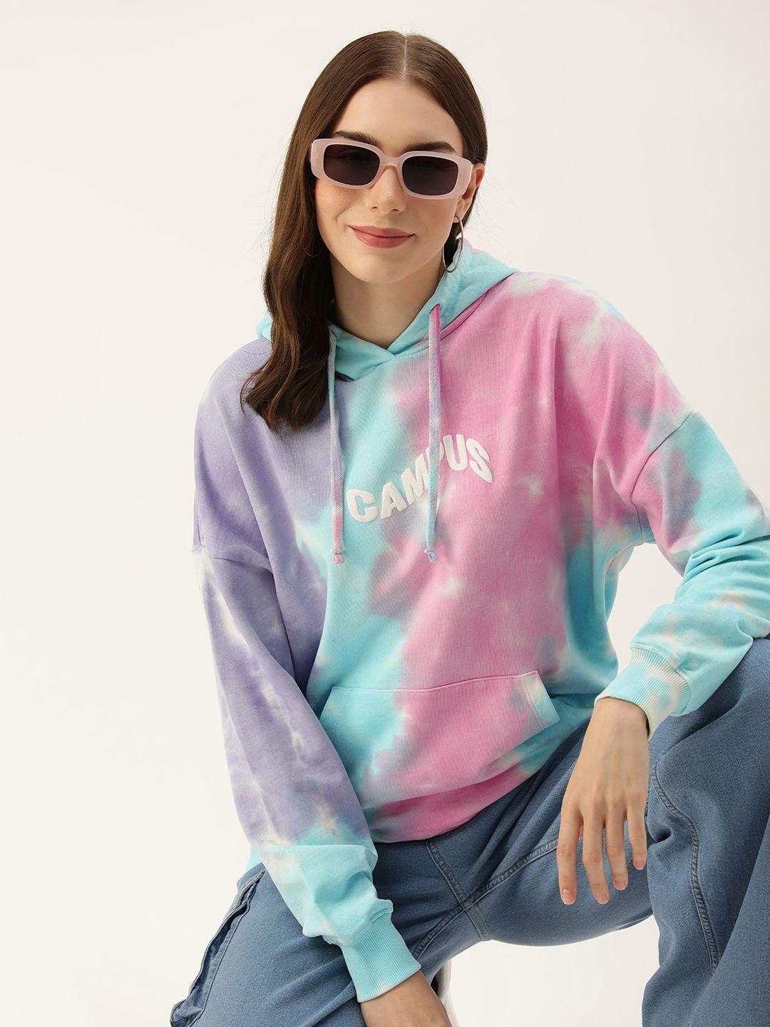 harvard tie and dye printed pure cotton hooded sweatshirt