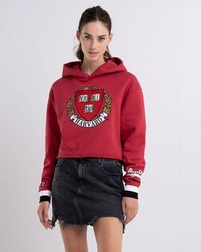 harvard tribute garment dyed cropped hoodie