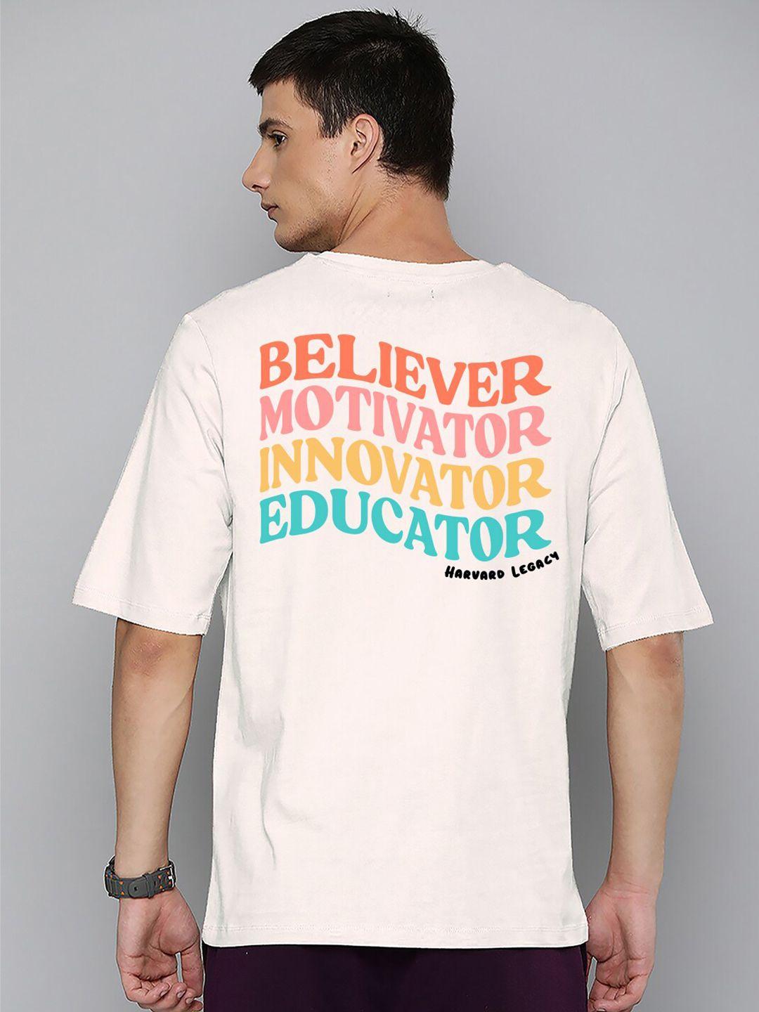 harvard typography printed drop-shoulder cotton oversized t-shirt