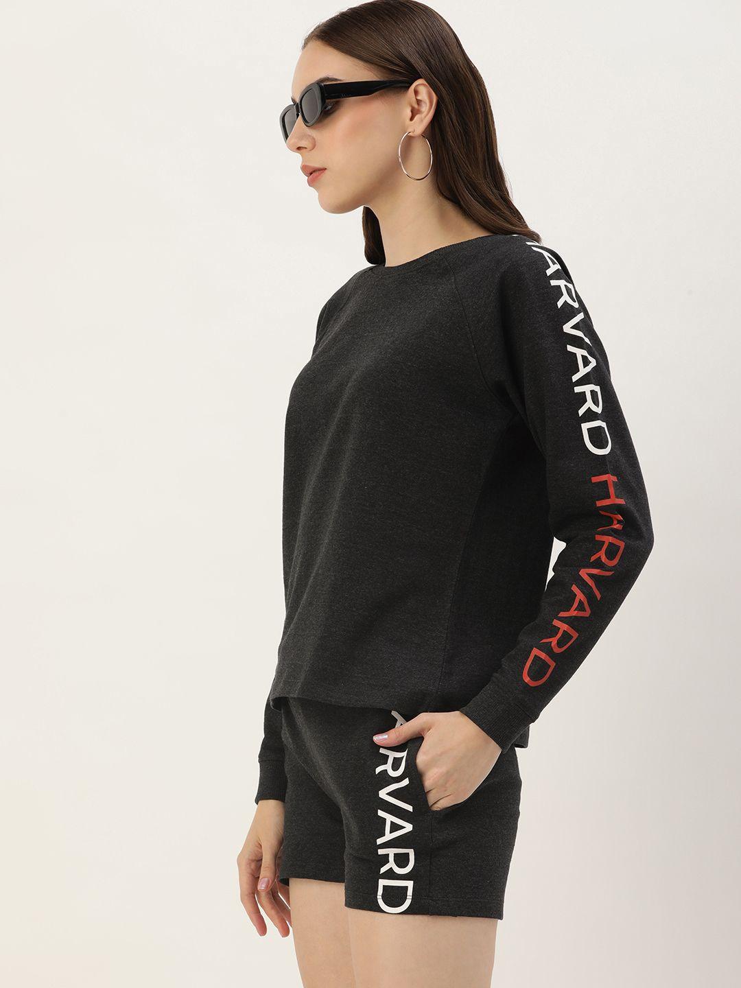 harvard typography printed t-shirt with shorts