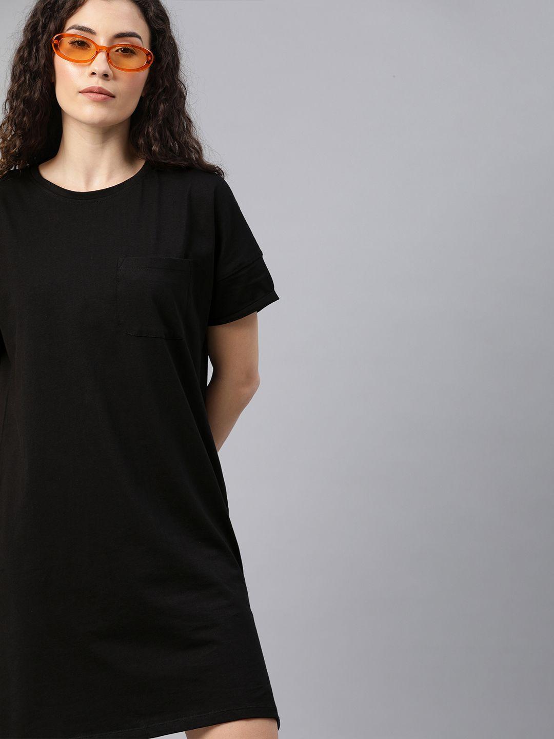 harvard women black anti microbial solid t-shirt dress