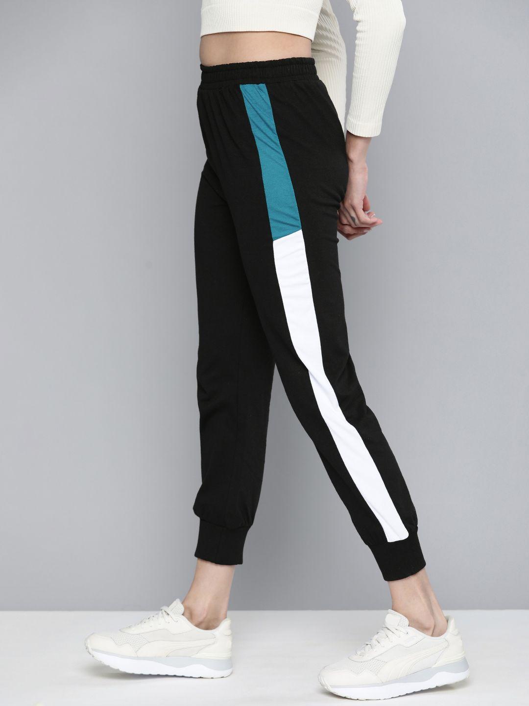 harvard women black side striped cropped joggers