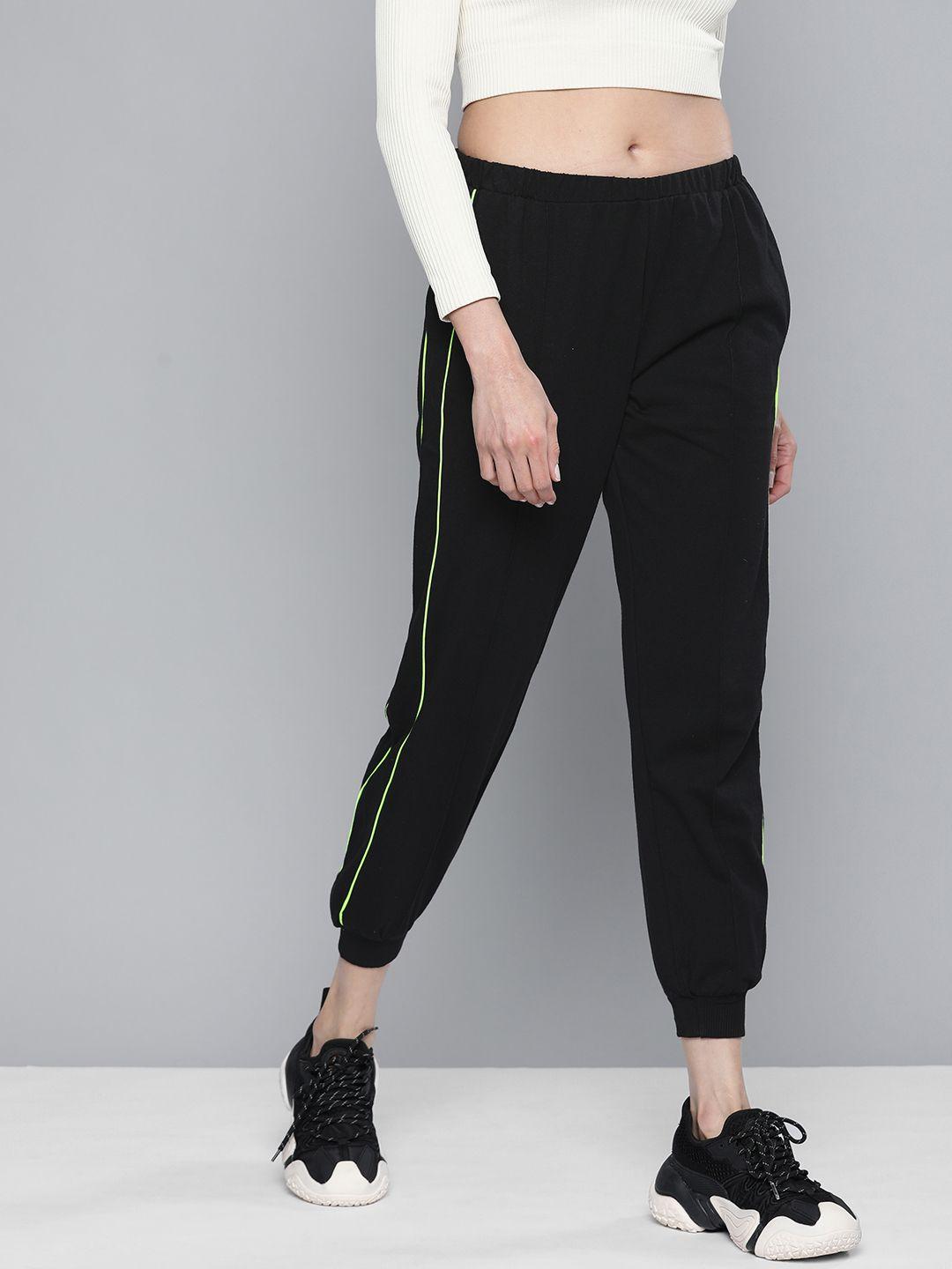 harvard women black solid joggers