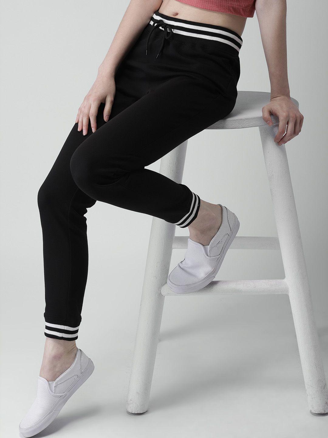 harvard women black solid joggers