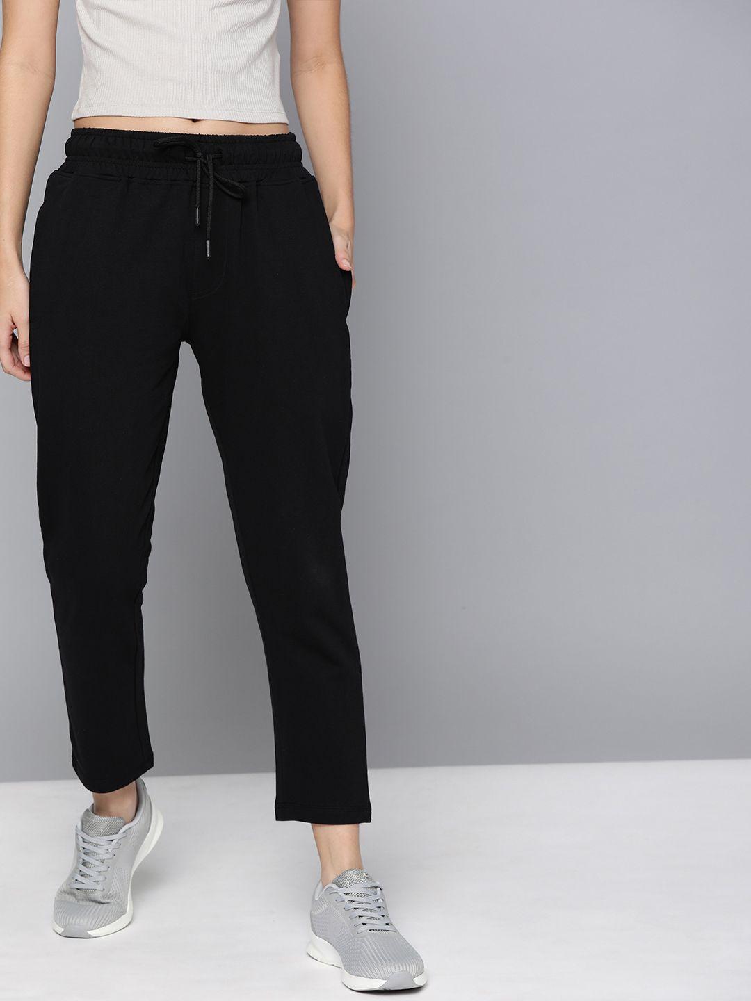 harvard women black solid track pants