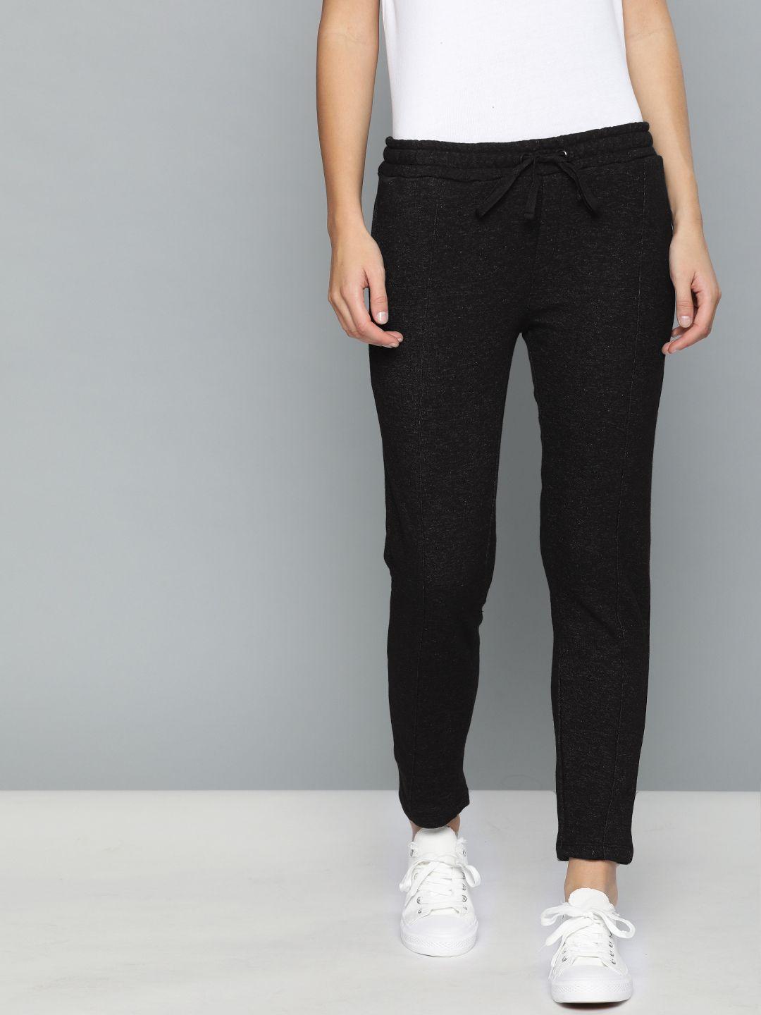 harvard women black solid track pants