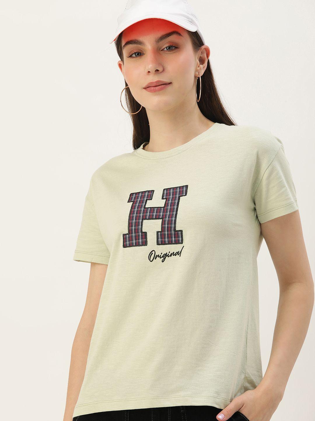 harvard women brand logo printed pure cotton t-shirt