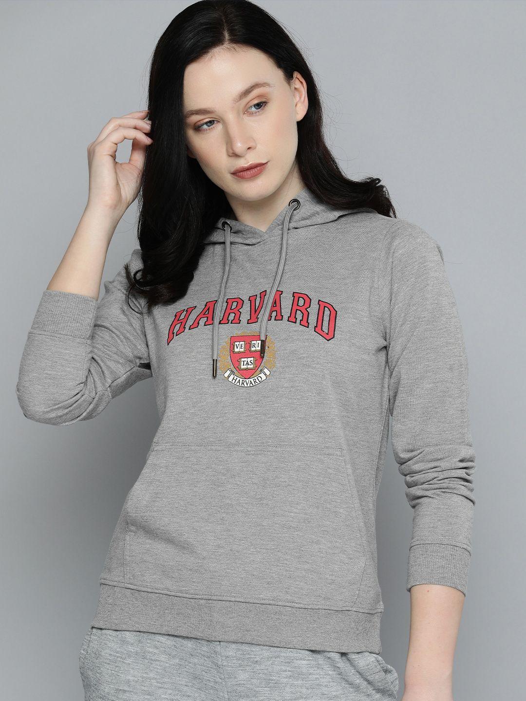 harvard women grey printed sweatshirt