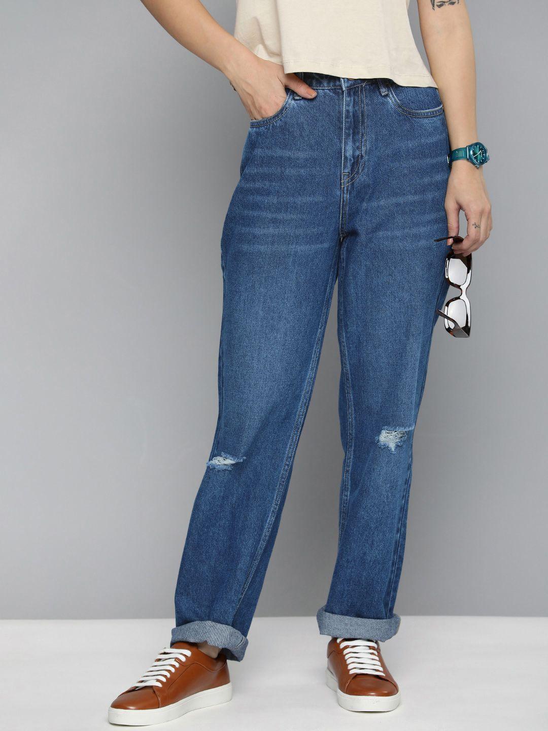 harvard women high-rise low distress jeans