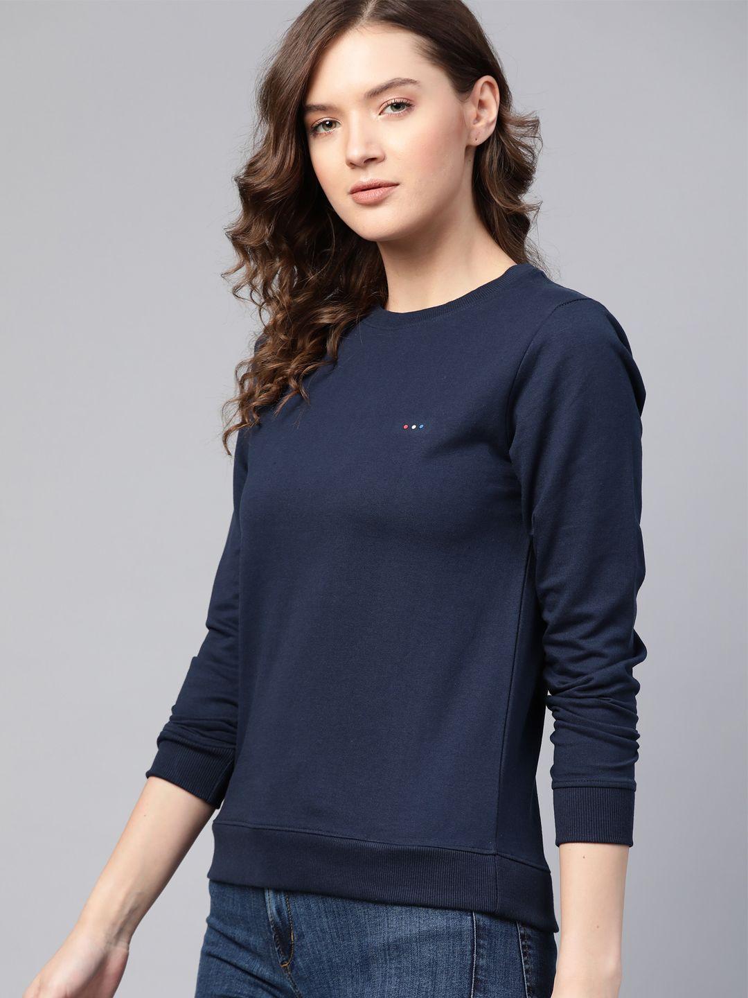 harvard women navy blue solid sweatshirt