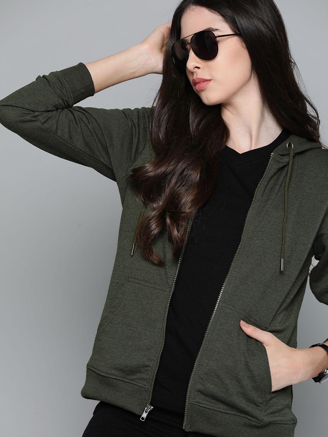 harvard women olive green hooded sweatshirt