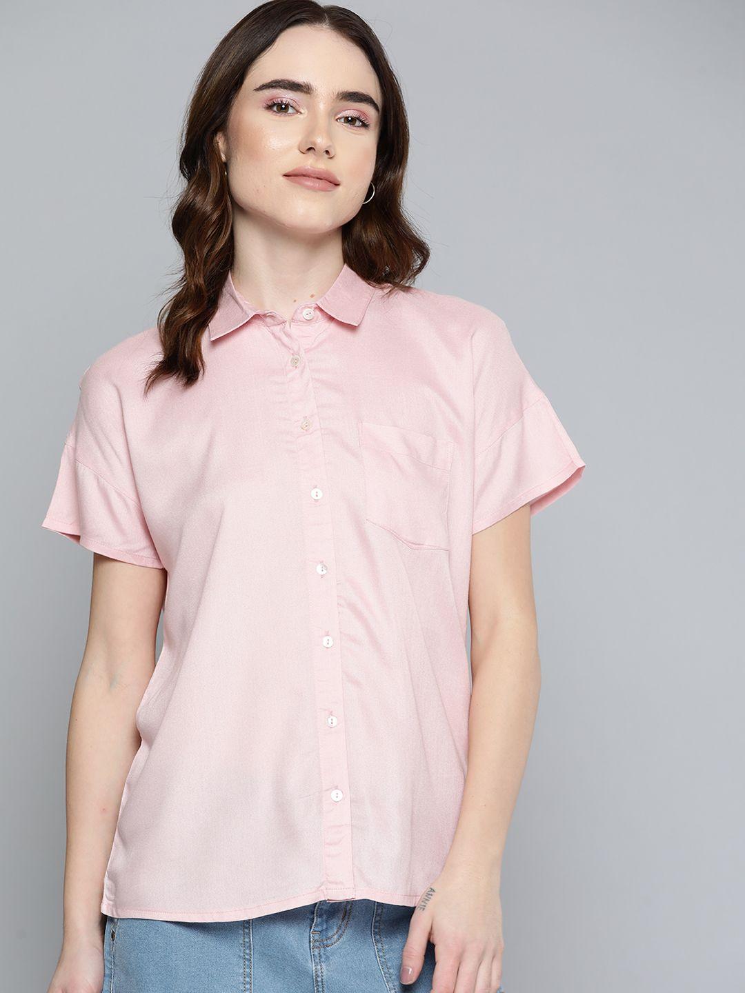 harvard women pink solid casual shirt