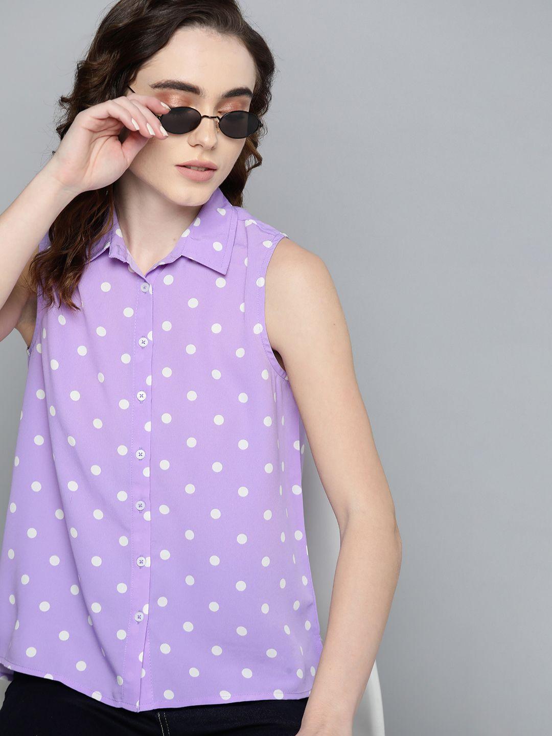 harvard women polka dots print casual shirt