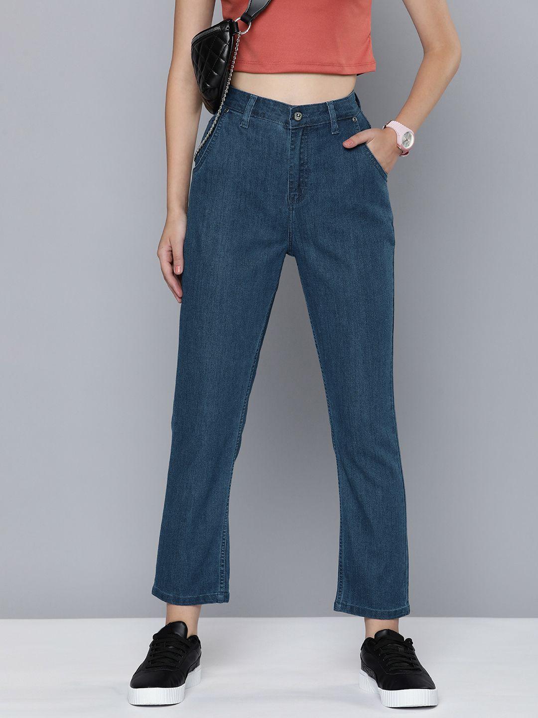 harvard women straight fit high-rise cropped jeans