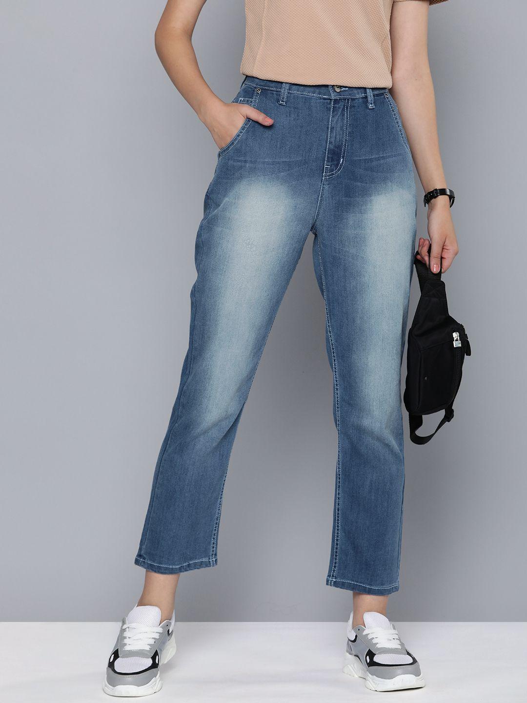 harvard women straight fit high-rise heavy fade cropped jeans