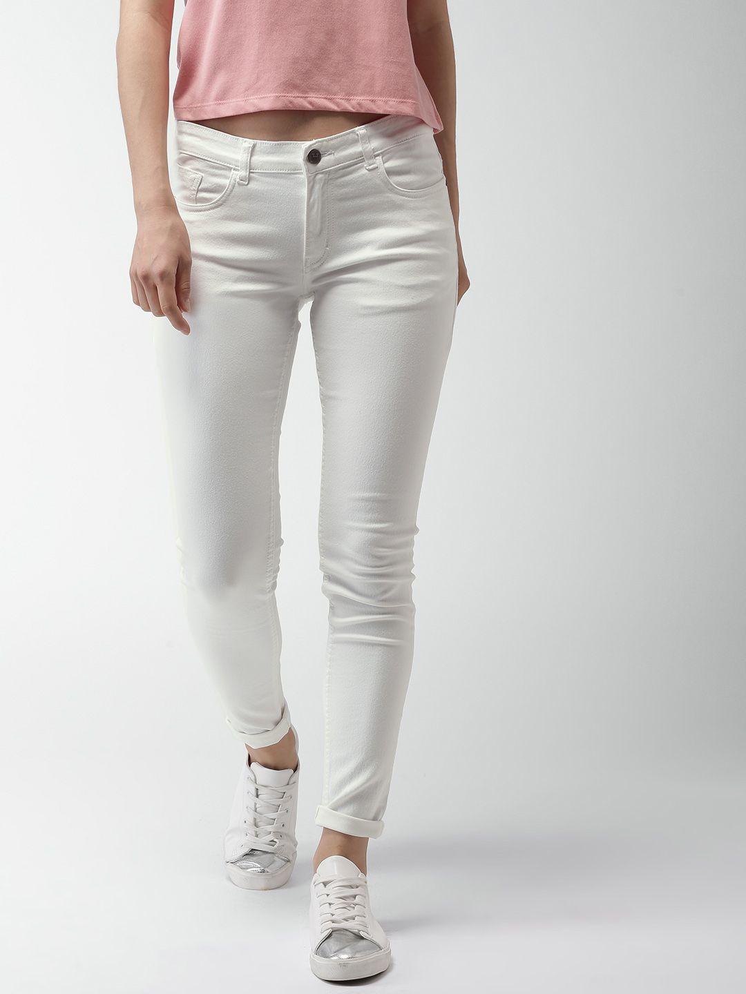 harvard women white skinny fit mid-rise clean look stretchable jeans